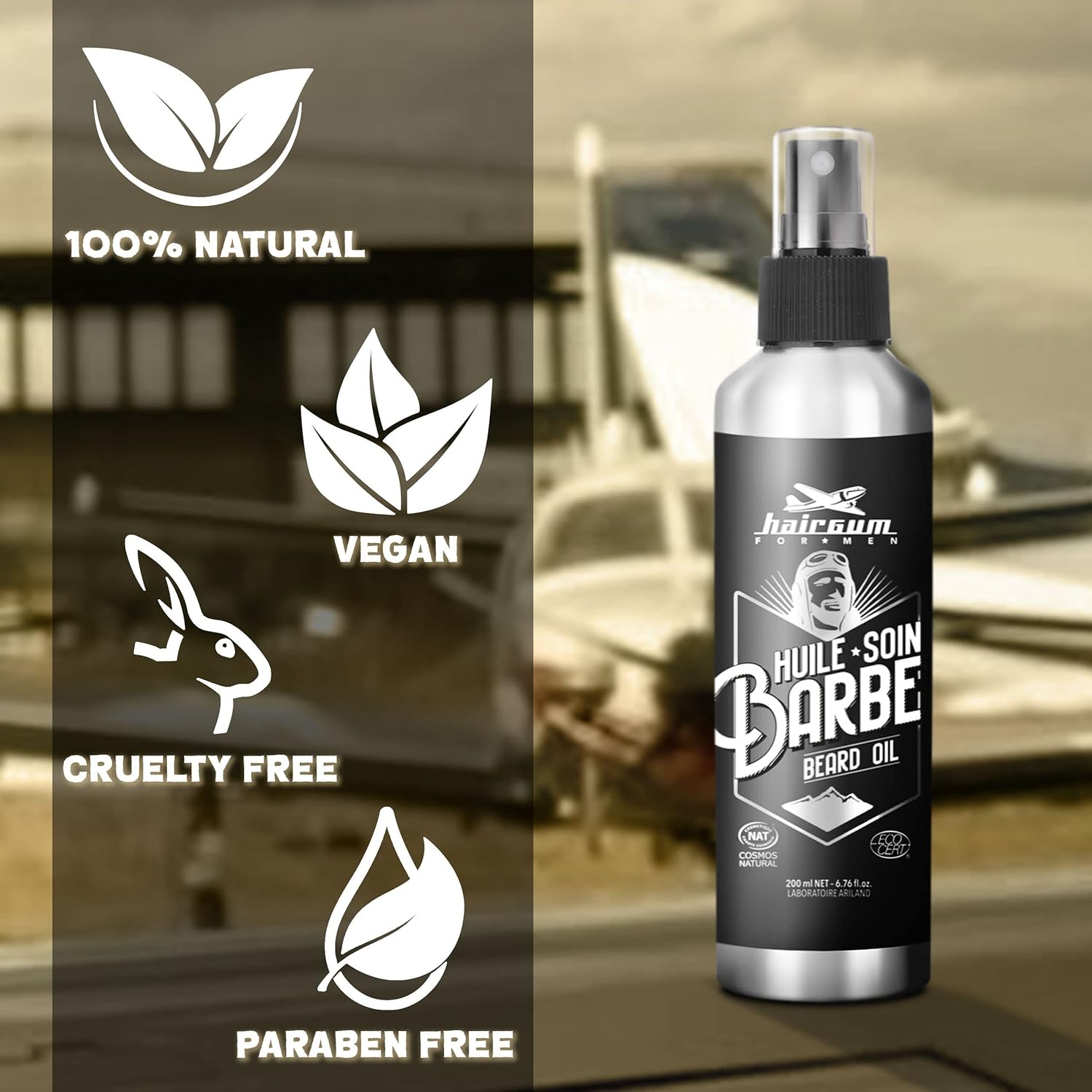 Hairgum Beard Oil - Mens Grooming Beard Oil With Natural Ingredients - Moisturize Beard With Organic Sesame Oil - Grease Free All Natural Beard Oil (Large) : Beauty & Personal Care