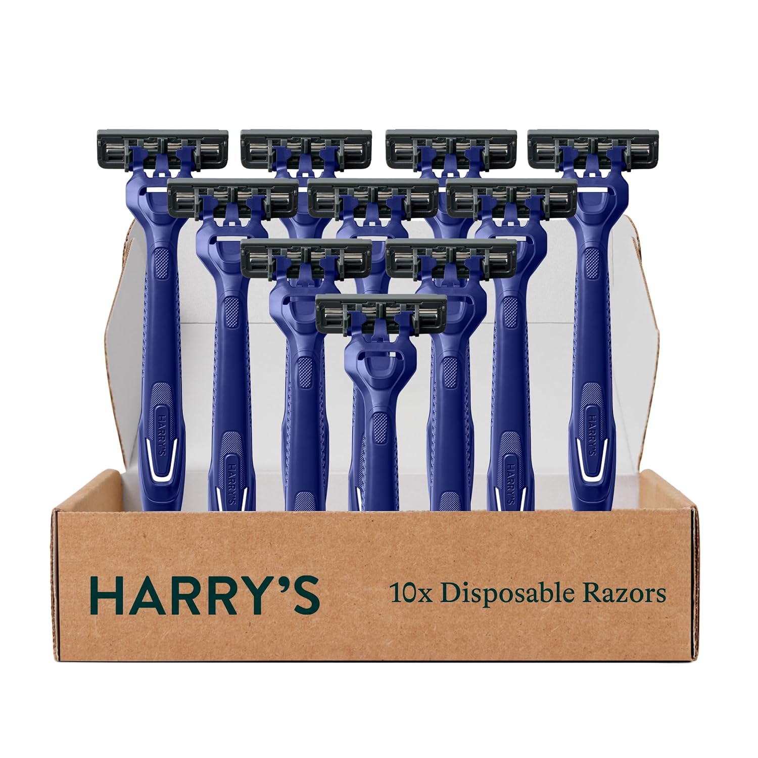 Harry'S Men'S Disposable Razors, 3-Blade Razors With Lubricating Strip And Pivoting Head, 10 Count(Pack Of 1)