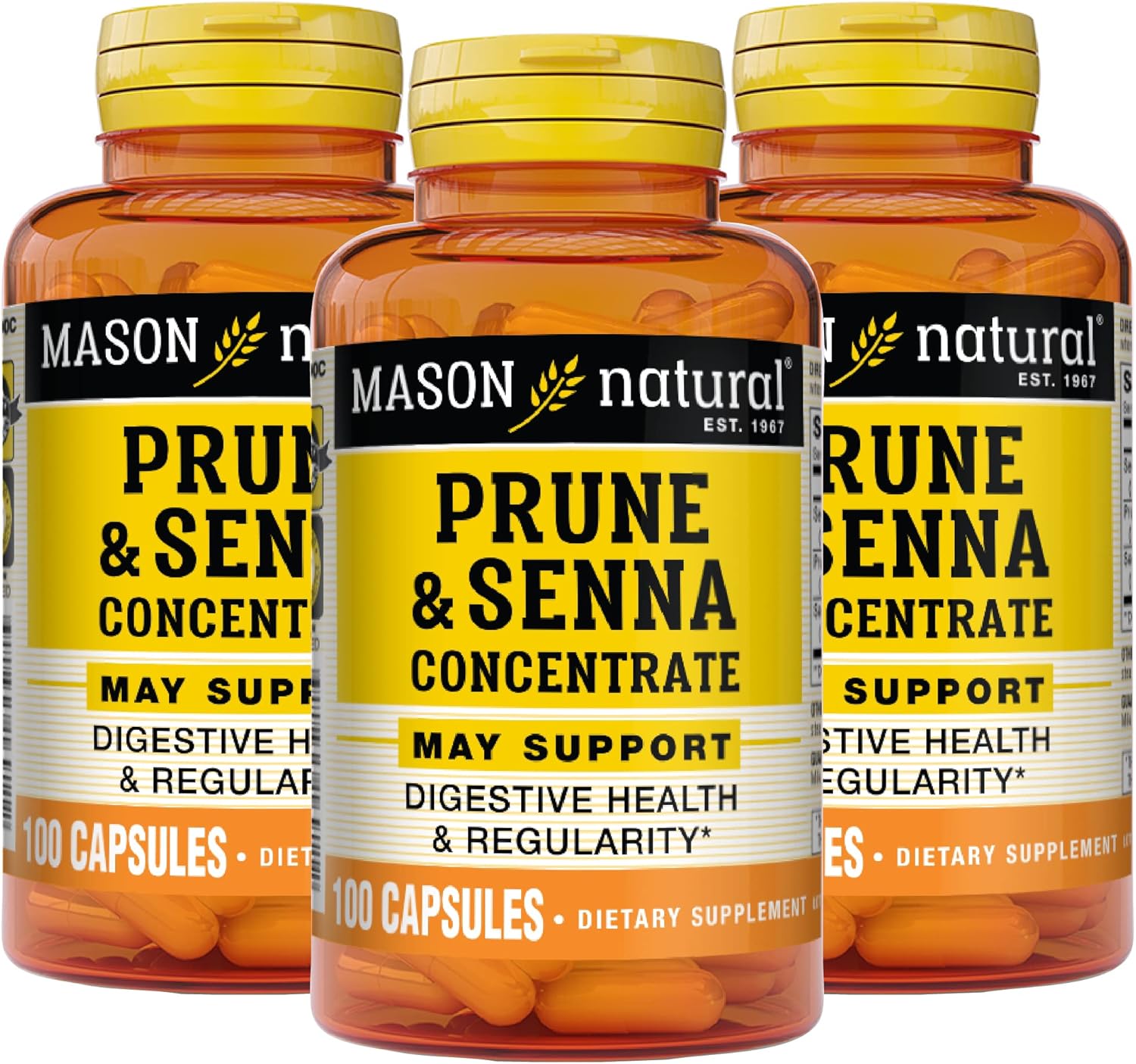 Mason Natural Prune Senna Concentrate - Natural Vegetable Laxative, Promotes Regularity And Bowel Function, Improves Digestive Health, 100 Capsules