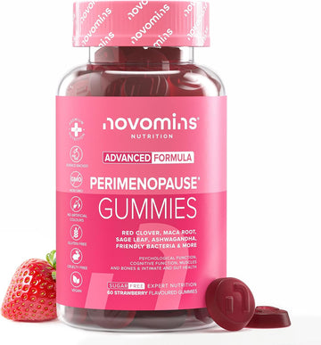 Perimenopause Gummies - Perimenopause Supplements With Red Clover, Sage Leaf, Zinc, Ashwagandha - Sugar-Free - Vegan - Peri & Menopause Supplements - Hormone Balance For Women - 60 Gummies - Novomins