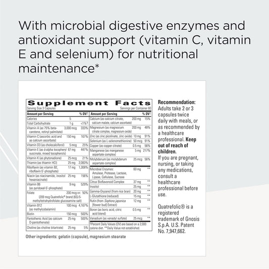 Integrative Therapeutics Nutrivitamin Enzyme Complex - Mineral Supplement - Multivitamin & Mineral Supplements With Vitamins C, E & Microbial Digestive Enzymes - Iron & Dairy Free - 180 Capsules