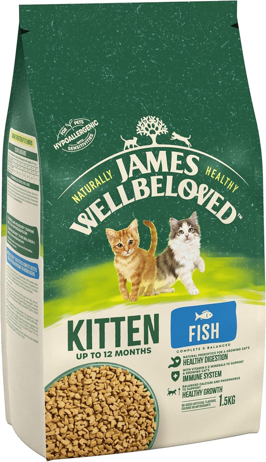 James Wellbeloved Junior Fish 1.5 kg Bag, Hypoallergenic Kitten Dry Cat Food?03JW4