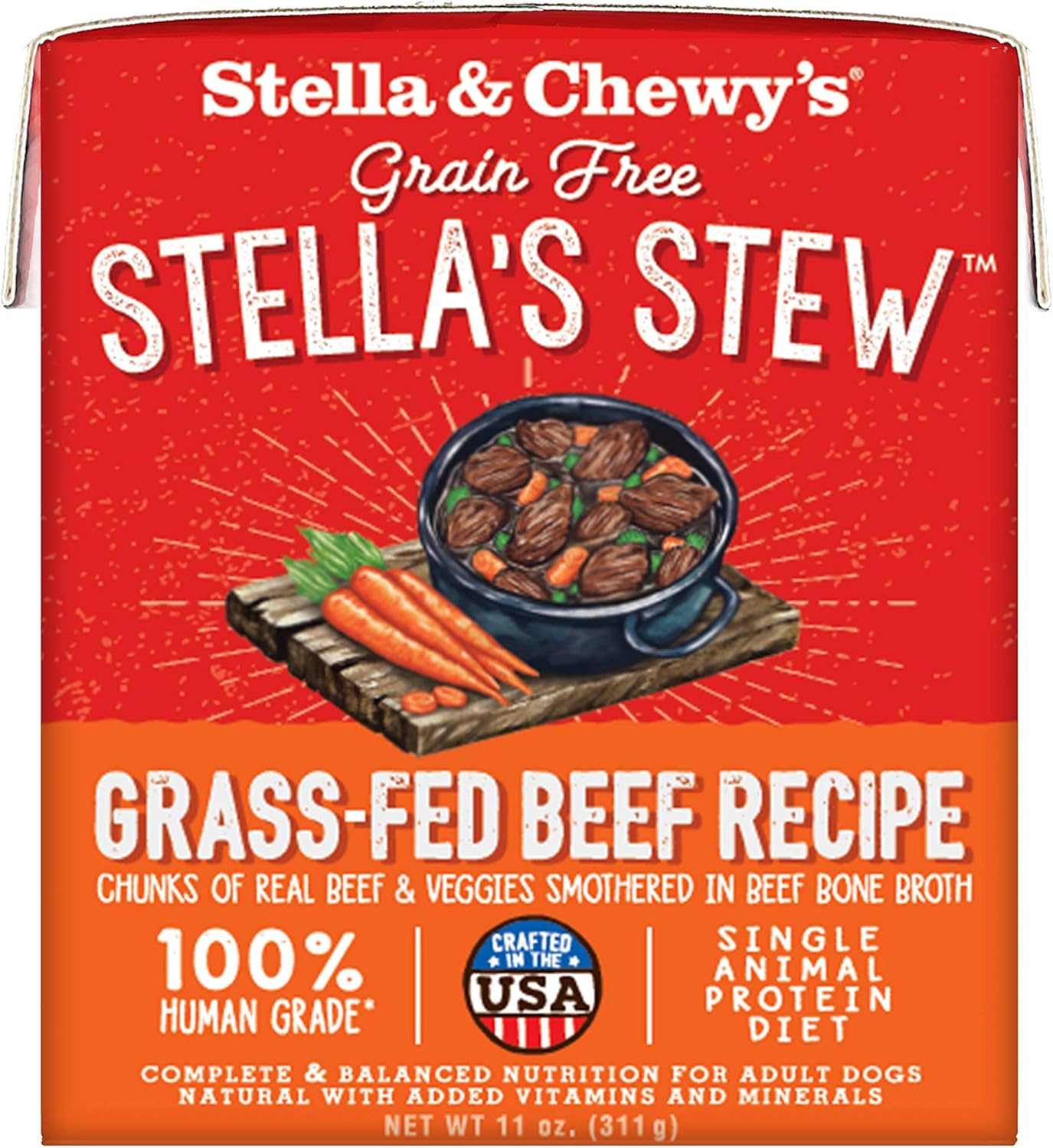Stella & Chewy'S Stella'S Stew Grass-Fed Beef Recipe Wet Dog Food (Pack Of 12)