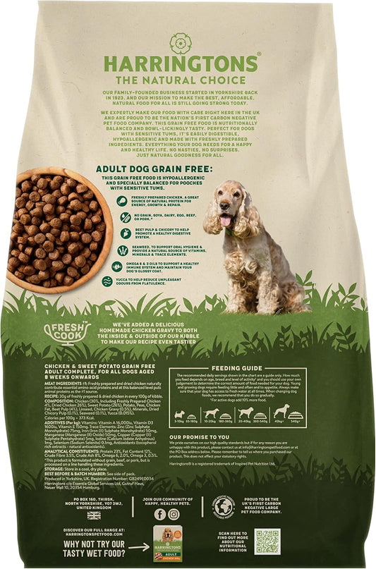 Harringtons Complete Grain Free Hypoallergenic Chicken & Sweet Potato Dry Adult Dog Food 15kg - Made with All Natural Ingredients?GFHYPC-15