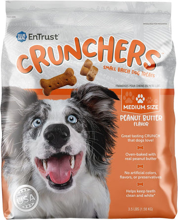 Blue Seal Entrust Crunchers Dog Treats| Premium Ingredients | Peanut Butter Flavor | Medium Size Treat| 3.5 Pound Bag
