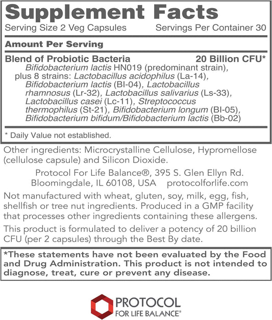 Protocol Bifido Digest - 20 Billion CFU per Serving - GI Support* - Dairy Free, Egg Free & Non-GMO - 60 Veg Capsules