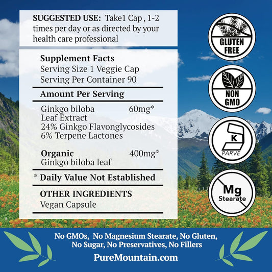 Ginkgo Biloba Capsules – Kosher Vegan Caps With 400Mg Ginkgo Biloba Leaf And Ginko Extract