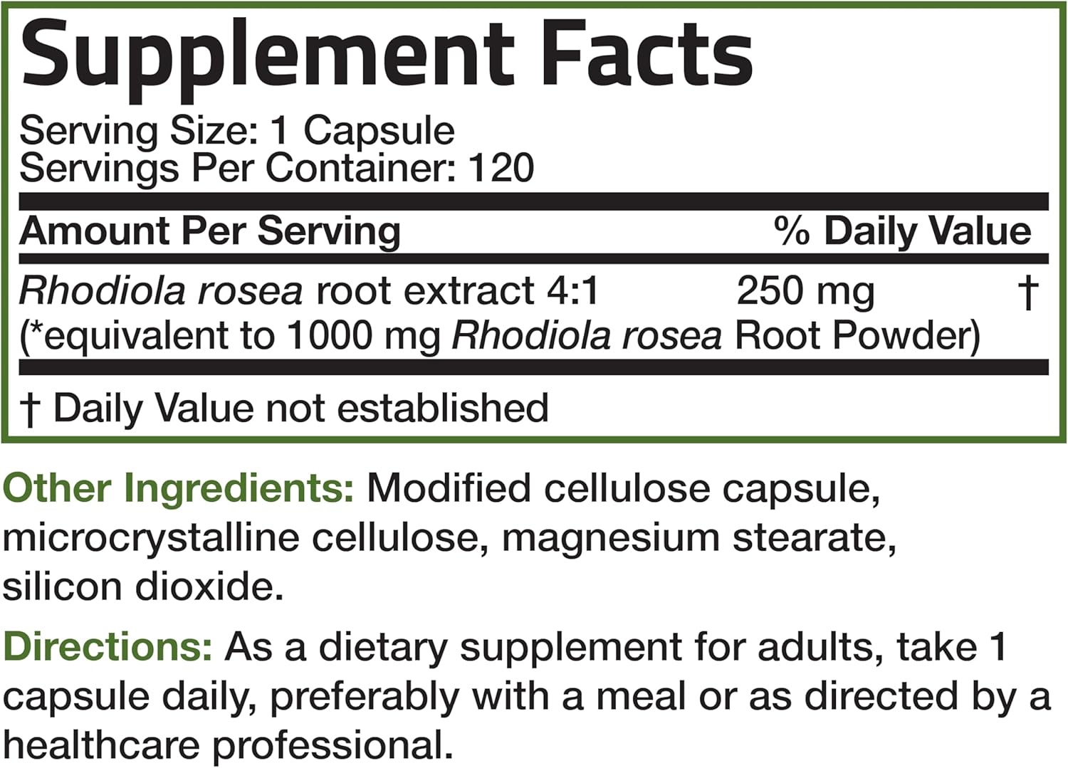 Bronson Rhodiola Rosea Vegetarian Capsules - Adaptogenic Herb - Brain, Stress & Mood Support - Non-GMO, 120 Count : Health & Household