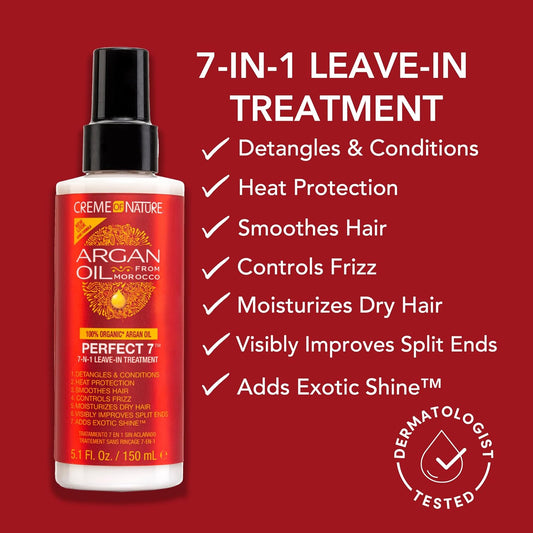 Creme Of Nature, Argan Oil For Hair, Perfect 7-In-1 Leave-In Treatment, For Healthy Hair With Exotic Shine, 5.1 Fl Oz (Package May Vary)