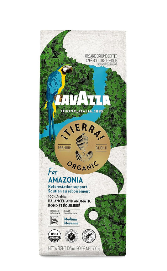 Lavazza, ¡Tierra Organic Amazonia Ground Coffee Medium Roast 10.5 Oz Bag, Floral Notes, Value Pack, Balanced and Aromatic Fruity and floral notes - Packaging May Vary : Grocery & Gourmet Food