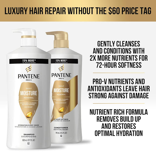 Pantene Shampoo And Conditioner Set With Hair Treatment - Pro-V Nutrients For Dry, Color-Treated Hair, Long-Lasting Nourishment & Hydration, Antioxidant-Rich, 27.7 Oz Each, 2 Pack