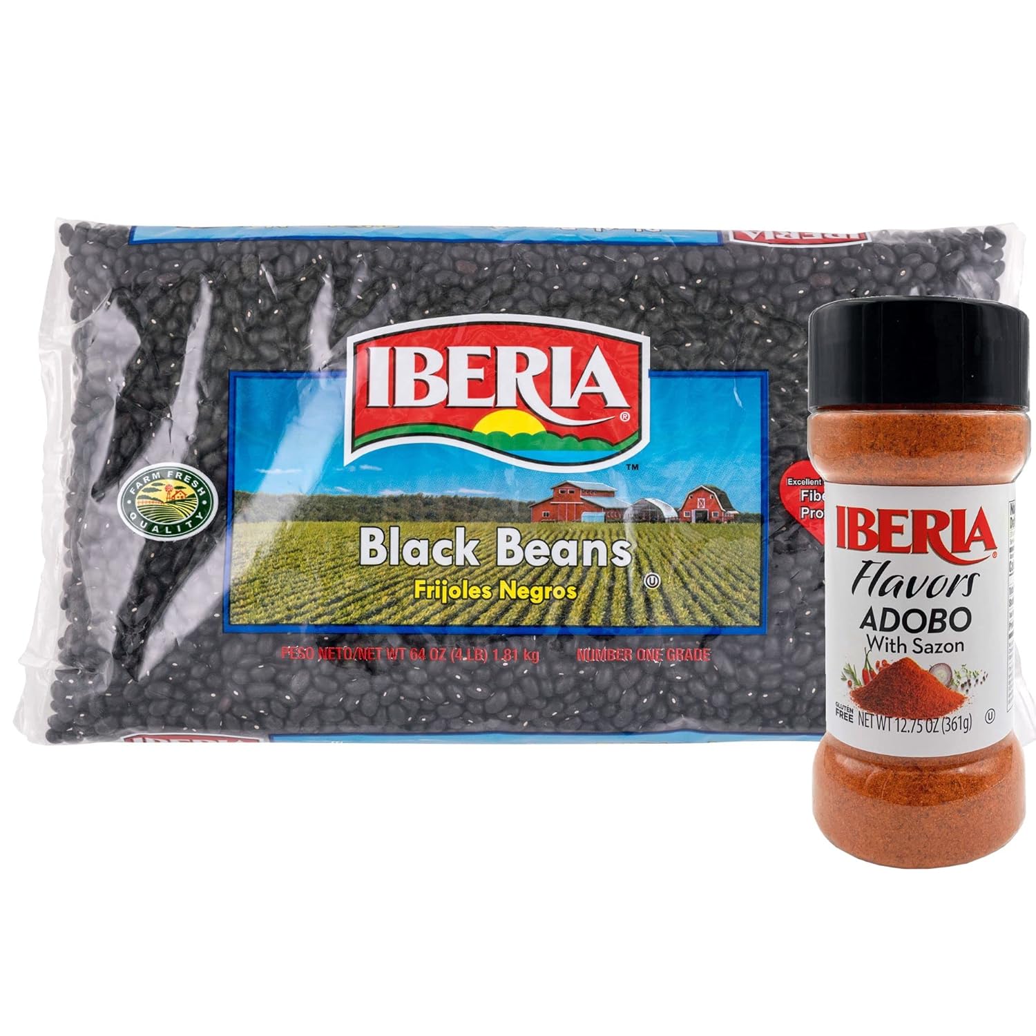 Iberia Adobo With Sazon, 12.75 oz + Iberia Black Beans 4 lb. : Everything Else