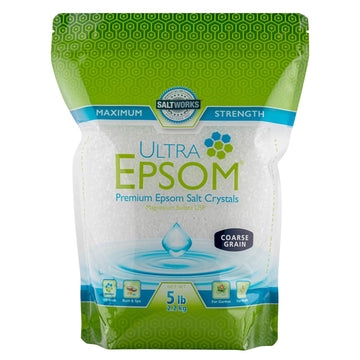 Saltworks Ultra Epsom Bath Salt, Coarse Grain, Unscented, 5 Pound Bag