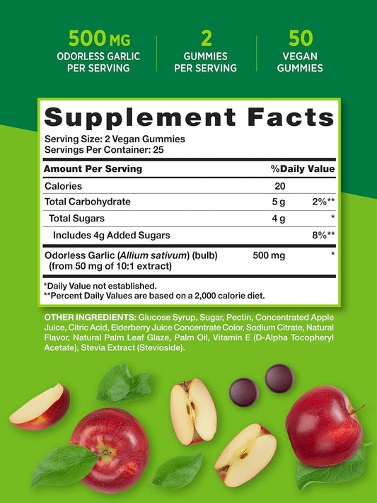Nature's Truth Odorless Garlic Gummies | 50 Count | Vegan, Non-GMO & Gluten Free Supplement | Natural Apple Flavor