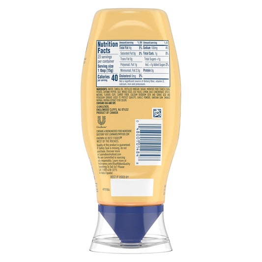 Hellmann'S Spicy Mayonnaise Dressing Squeeze Bottle For A Rich, Creamy Condiment Made With Real Chili Peppers 11.5 Oz