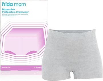 Postpartum Disposable Underwear, 100% Cotton, Microfiber Boyshort Cut Underwear (8ct)