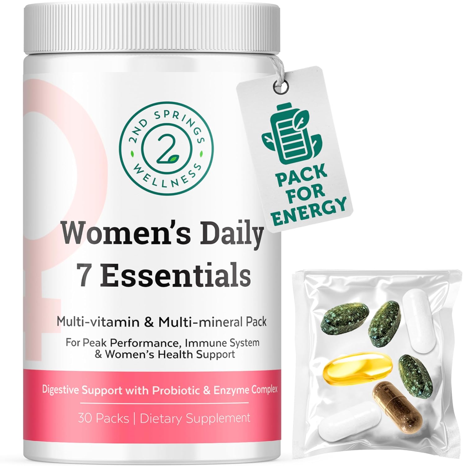 Daily 7 Essentials Women'S Vitamin Pack -7 Pack Complete Women'S Multivitamin Packet With Energy, Metabolism, Immune System, Women'S Health Support With Probiotics, More