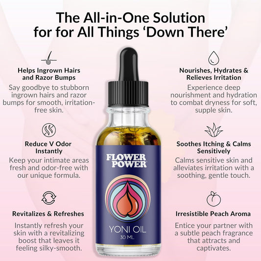 Flower Power Yoni Oil Feminine Oil Vagina Oil Yoni Oil for Women Natural Yoni Oil Feminine Oil for Wetness