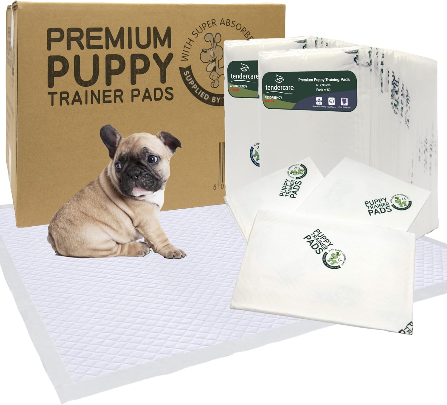 Tendercare - Premium Puppy Training Pads - 100 Extra Large Puppy Pads - 60 X 90Cm - Super Absorbent & Waterproof - Disposable Incontinence Pads - 1400Ml Absorbency