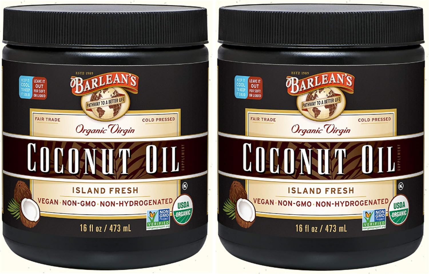 Barlean's Organic Virgin Coconut Oil, 16- Jar (Pack of 2)