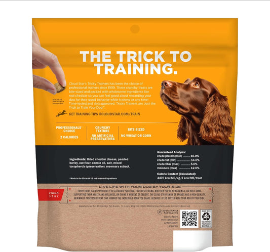 Cloud Star Tricky Trainers Crunchy Dog Training Treats 5 Oz Pouch, Cheddar Flavor, Low Calorie Behavior Aid With 680 Treats
