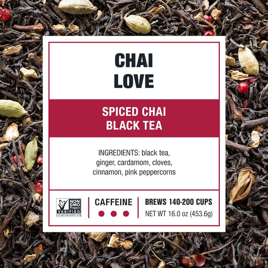 Tiesta Tea - Chai Love Tea | Spiced Chai Black Tea | Premium Loose Leaf Tea Blend | High Caffeinated Black Tea | Make Hot Or Iced Tea & Brews Up To 200 Cups - 16 Ounce Resealable Bulk Pouch