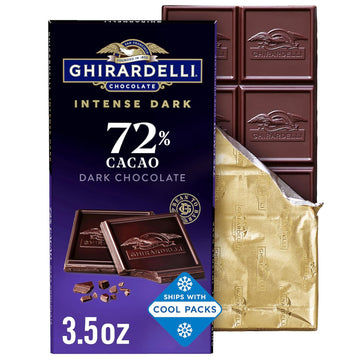 Ghirardelli Intense Dark Chocolate Bar, 72% Cacao, 3.5 Oz Bar (Pack Of 4)