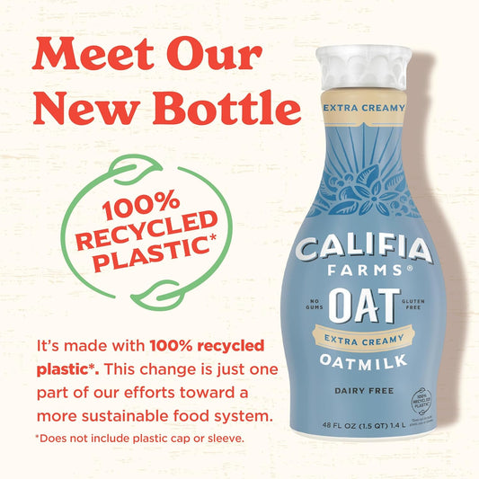 Califia Farms - Extra Creamy Oat Milk, 48 Oz, Dairy Free, Plant Based, Vegan, Gluten Free, Non Gmo, High Calcium, Smoothie, Oatmilk