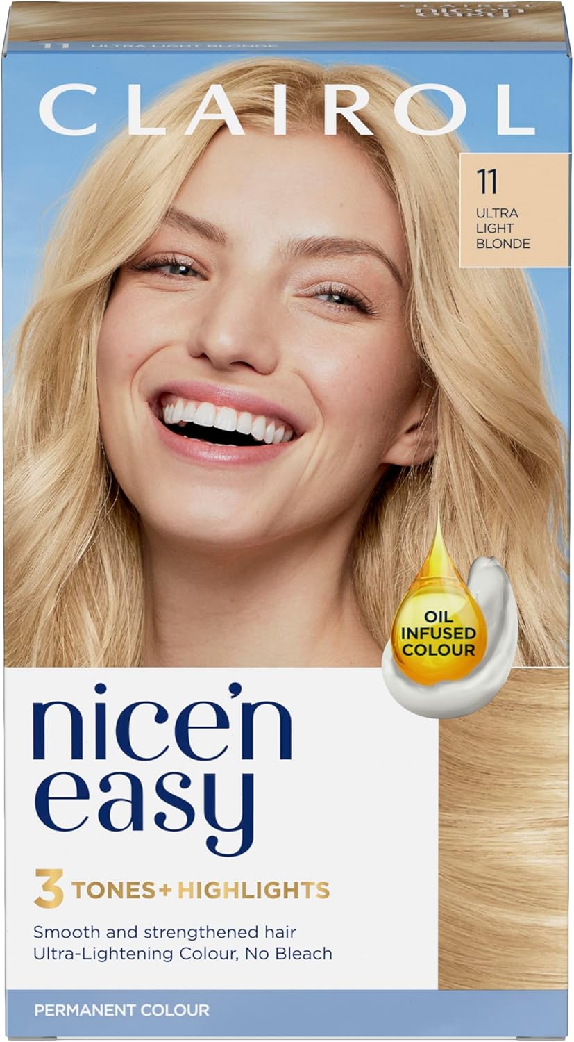 Clairol Nice'N Easy Crème, Natural Looking Oil Infused Permanent Hair Dye, 11 Ultra Light Blonde