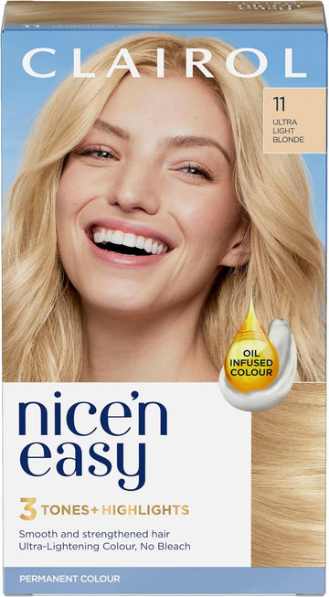 Clairol Nice'N Easy Crème, Natural Looking Oil Infused Permanent Hair Dye, 11 Ultra Light Blonde