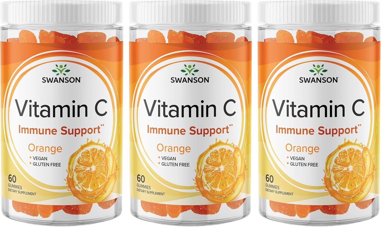 Swanson Vitamin C Gummies - Orange 125 Mg 60 Gummies 3 Pack