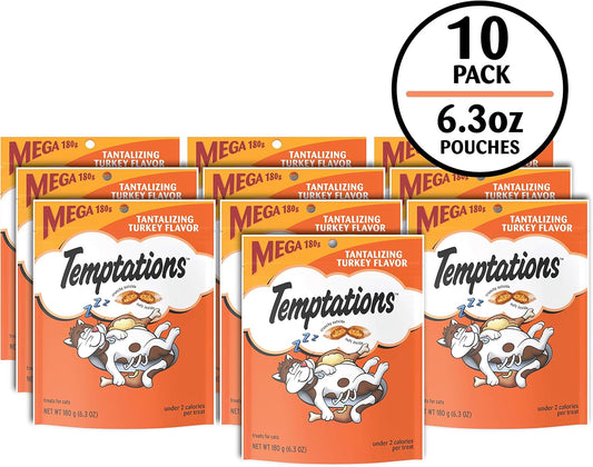 Temptations Classic Crunchy And Soft Cat Treats Tantalizing Turkey Flavor, 6.3 Oz. Pouch (Pack Of 10)