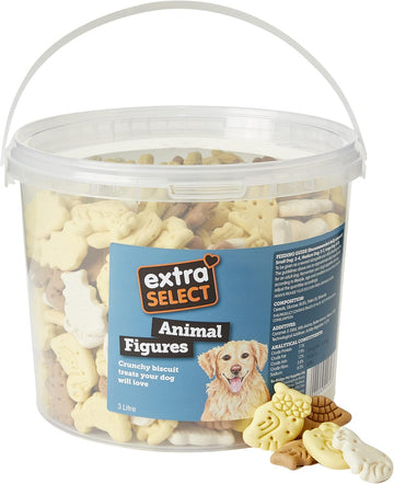 Extra Select 3 Colour Animal Figure Dog Treat Biscuits in a 3ltr Bucket (approx 420 biscuits)?01SBT17