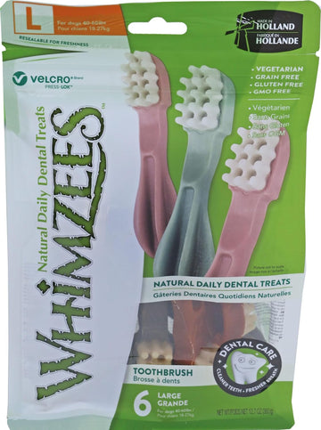 Whimzees Whz304 6 Count Toothbrush Star Value Bag Doggie Dental Chews, Large