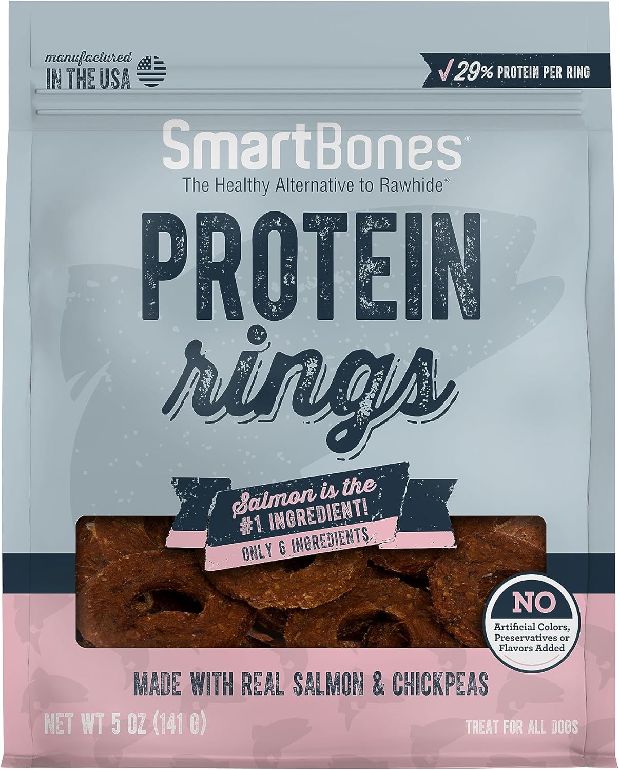 Smartbones Protein Rings With Real Salmon And Chickpeas, 5 Oz