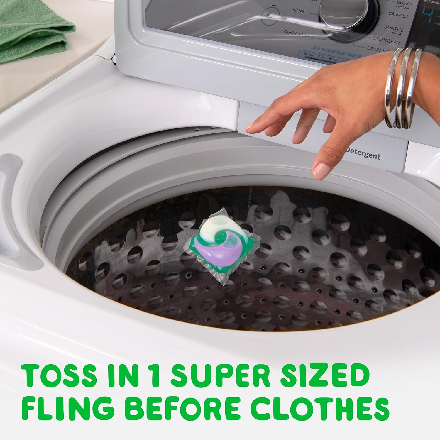 Gain Super Sized Flings! Laundry Detergent Soap Pacs, Relax, 3-In-1 Detergent Pacs With Febreze And Oxi, Dewdrop Dream Scent, 45 Count