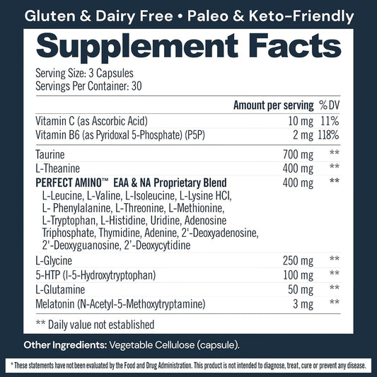 Bodyhealth Sleep, Sleep Aid And Supplement For Adults With 3 Mg Melatonin, Non-Habit Forming Pills Enhanced With Perfectamino - 90 Capsules