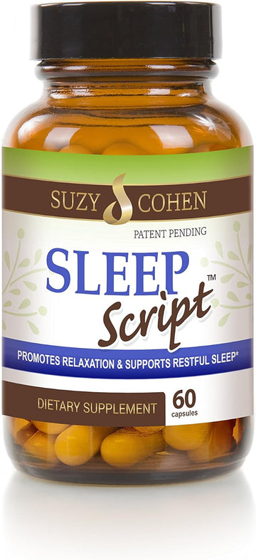 Suzy Cohen Sleep Script With Melatonin - Botanical Sleep And Relaxation Formula For Adults For Mood, Stress And Sleep, Contains 5-Htp, L-Theanine, Passionflower, Lemon Balm And Gaba 60 Capsules