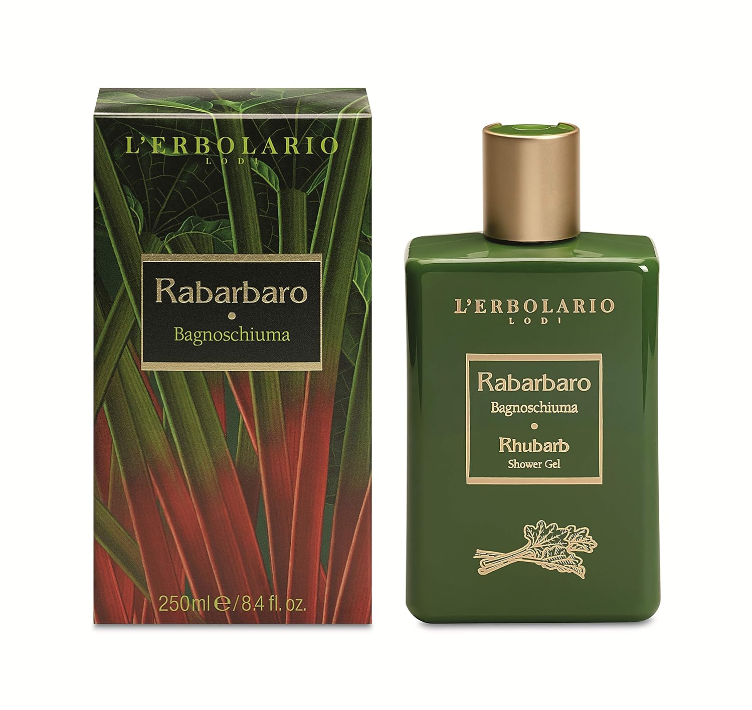 L'Erbolario Rhubarb Shower Gel - Invigorating Freshness - Gives Body An Energizing Boost - Tones And Softens Skin At The Same Time - Fresh And Bittersweet Scent - Paraben Free - Long Lasting - 8.4 Oz