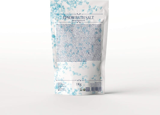 Mystic Moments Epsom Fine Bath Salts 1Kg | Natural Bath Soak for Muscle, Perfect for Skin, Face & Body 100% Natural Vegan GMO Free