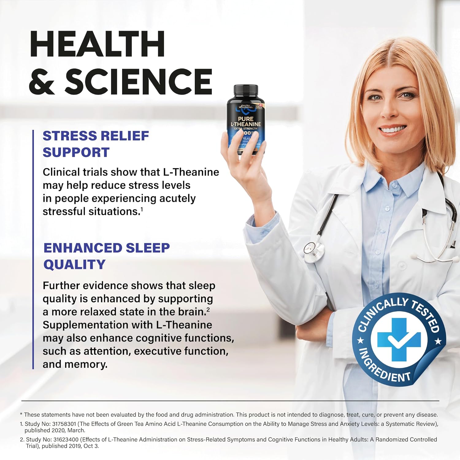 L Theanine 400 Mg | L-Theanine Stress Relief | Extra Strength Supplement | Made In Usa | Relaxation, Sleep & Calm Support | For Men & Women | Plant Based, Non-Gmo & Gluten-Free | 120 Vegan Capsules : Health & Household