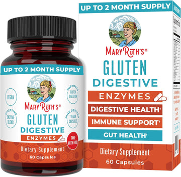 Maryruth Organics Gluten Enzymes Capsules | Enzyme Supplement For Gut Health Support | Gluten Digestion | & Nutrient Absorption | Vegan | Gluten Free | 60 Count