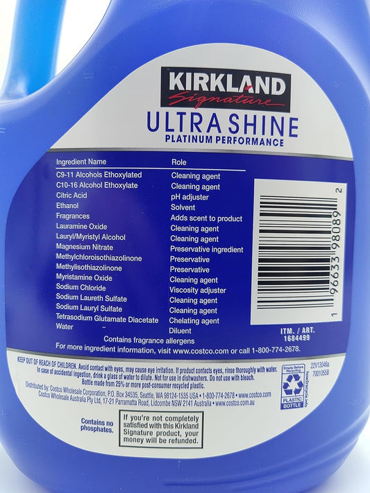 Kirkland Signature Ultra Shine Liquid Dish Soap, 90 fl oz with Heavy Duty Sponge