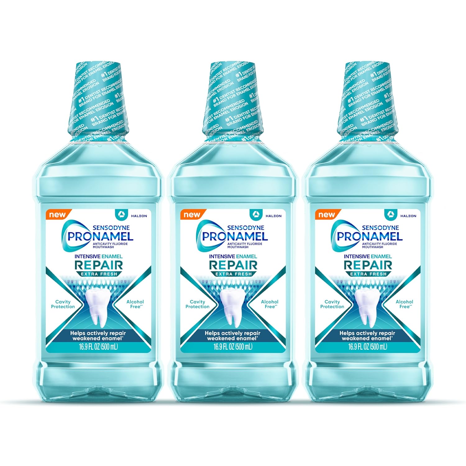 Sensodyne Pronamel Intensive Enamel Repair Mouthwash To Help Actively Repair Enamel And Protect Against Cavities, Extra Fresh, 3 X 16.9 Fl Oz