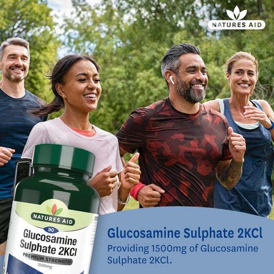 Natures Aid Glucosamine Msm & Chondroitin With Vitamin C - High Strength Joint Support - Mobility & Cartilage Health, Collagen Formation - Non-Gmo, Gluten-Free Supplement - 90 Tablets