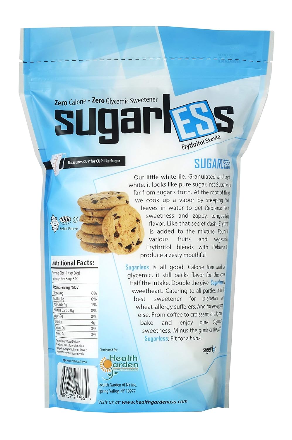 Health Garden Sugarless Erythritol And Stevia Blend Sweetener - All Natural - Non Gmo - Kosher- Keto Friendly (3 Lbs) : Grocery & Gourmet Food