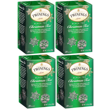 Twinings Christmas Tea - Black Tea Blended With Spicy And Aromatic Clove And Cinnamon, Tea Bags Individually Wrapped, 20 Count Ea (Pack Of 4)