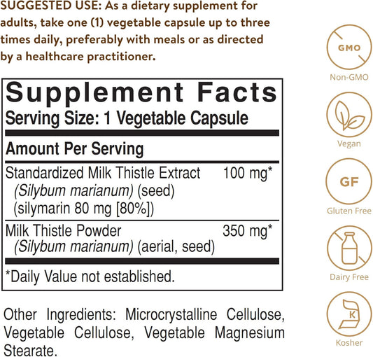 Solgar - Full Potency Milk Thistle, 250 Vegetable Capsules