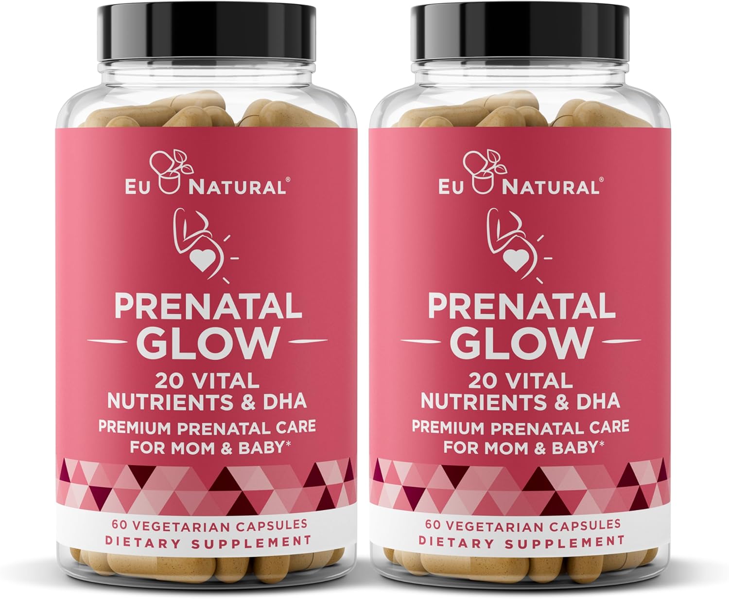 Glow Prenatal Vitamins For Women – 20-In-1 Vital Nutrients For Healthy Pregnancy And Fetal Development – Folic Acid & Vegan Dha For Baby'S Growth & A Comfortable Pregnancy – 120 Nourishing Capsules