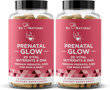 Glow Prenatal Vitamins For Women – 20-In-1 Vital Nutrients For Healthy Pregnancy And Fetal Development – Folic Acid & Vegan Dha For Baby'S Growth & A Comfortable Pregnancy – 120 Nourishing Capsules